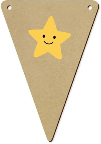 5 x 140mm Happy Star Wooden Bunting Flags