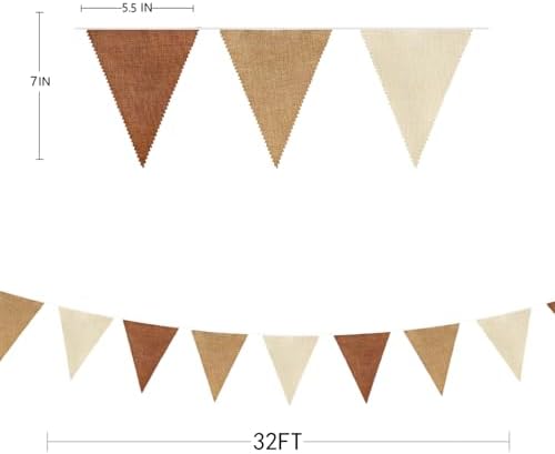 Brown Boho Pennant Bunting Garland 32Feet Decorations