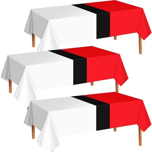 Oudain 3 Pcs Cartoon Animation Birthday Tablecloth Red White 54x108 Inch Large Cover
