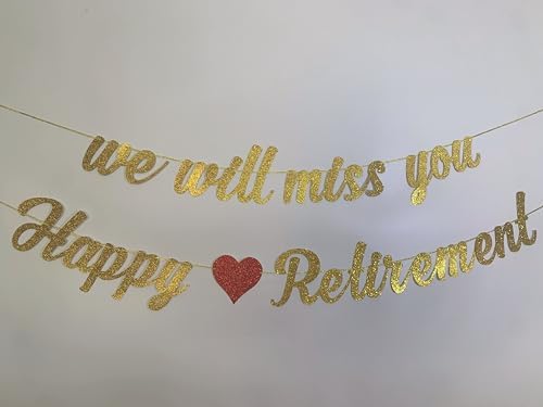 Happy Retirement Banner and We Will Miss You Banner Pre-Strung