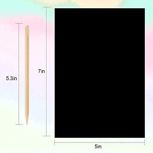 Mocoosy 60 Pcs Rainbow Scratch Art Paper for Kids