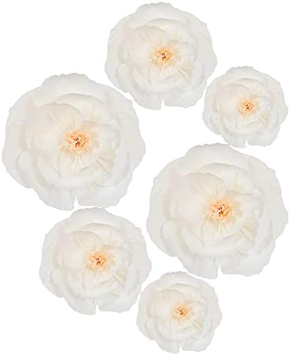 BEISHIDA 6 Piece Paper Flower Decoration Set White