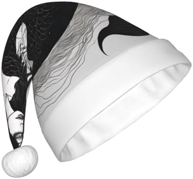 Dark Mermaid 04 Print Christmas Santa Hat Plush for Adults