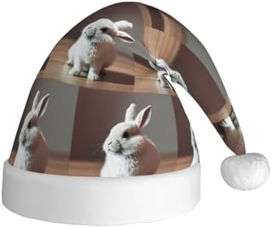 Cute White Rabbit Christmas Santa Hat Plush for Adults