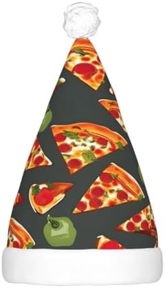 QinZheng LED Pizza Pattern Santa Hat Christmas Decor