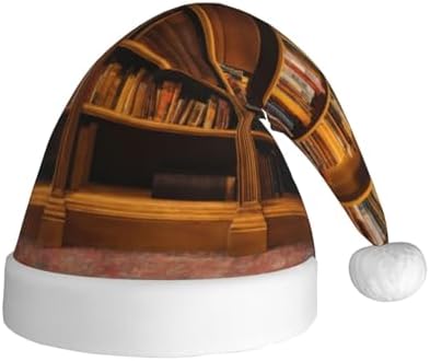 Books Print Christmas Santa Hat Plush for Adult