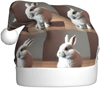 Cute White Rabbit Christmas Santa Hat Plush for Adults