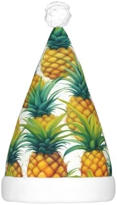 QinZheng Exotic Tropical Pineapples Print Santa Hat with LED Lights