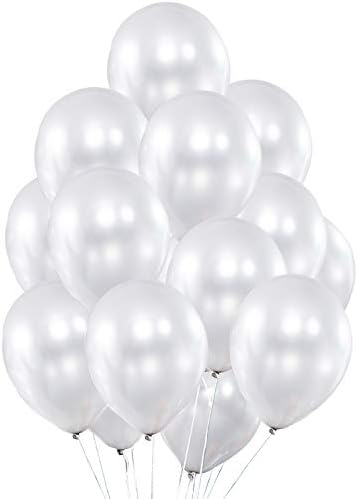 Fayoo 12 Inch White Metallic Balloons 100 Pcs