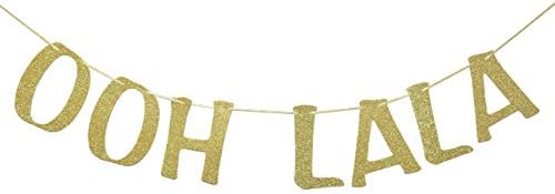 Paris Themed Gold Glitter Banner Decor