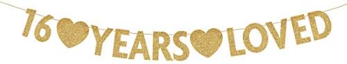 Gold Glitter 16th Birthday Banner Decorations