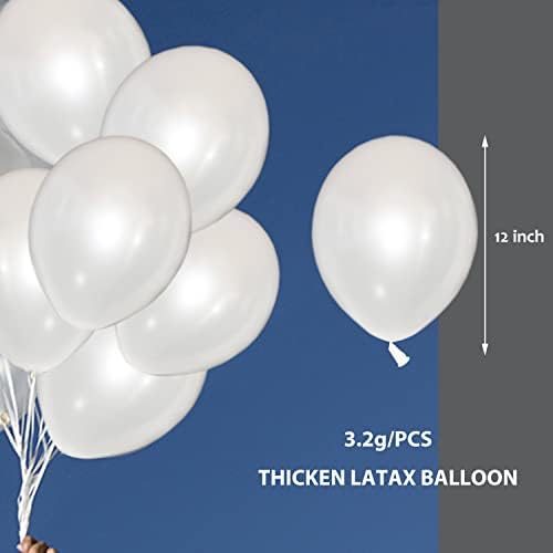 Fayoo 12 Inch White Metallic Balloons 100 Pcs