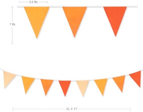 10M Orange Triangle Flag Bunting Garland for Fall Decor