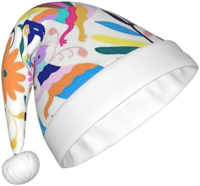 QINZHENG Personalized Santa Hat with Mexican Otomi Animals Print