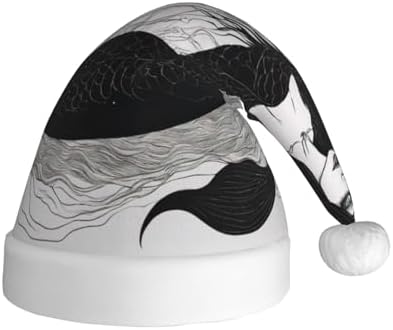 Dark Mermaid 04 Print Christmas Santa Hat Plush for Adults