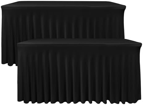 Nasitos Black Table Skirt 2 Pack for 6 Foot Rectangular Tables