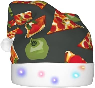 QinZheng LED Pizza Pattern Santa Hat Christmas Decor