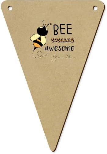 5 Piece 140mm Bee Totally Awesome Wooden Bunting Flags