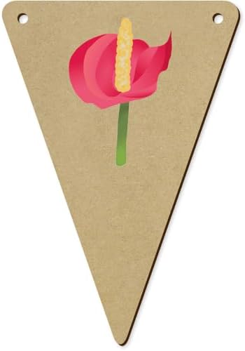 5 Red Anthurium Tropical Flower Wooden Bunting Flags