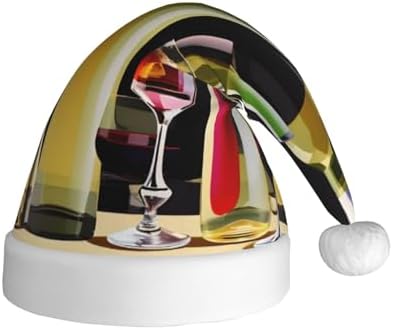 QinZheng Personalized Santa Hat with Cocktail Glasses and Wine Bottles Print