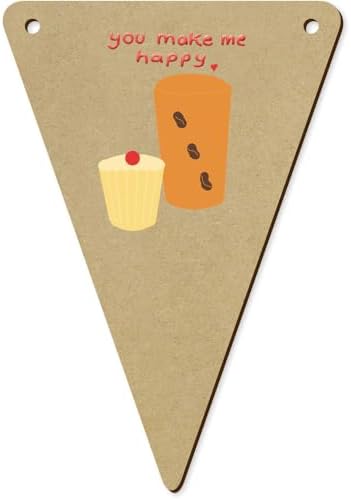 5 x 140mm You Make Me Happy Wooden Bunting Flags