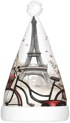 QinZheng LED Santa Hat with Paris Heart Print