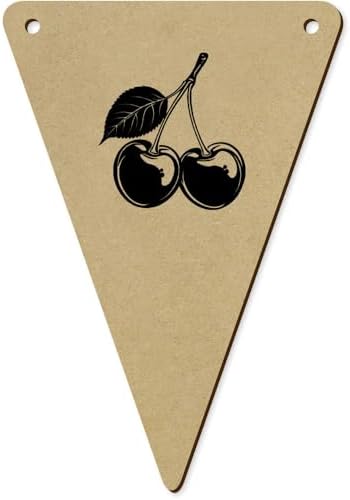 5 x 140mm Two Cherries Wooden Bunting Flags
