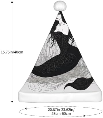 Dark Mermaid 04 Print Christmas Santa Hat Plush for Adults