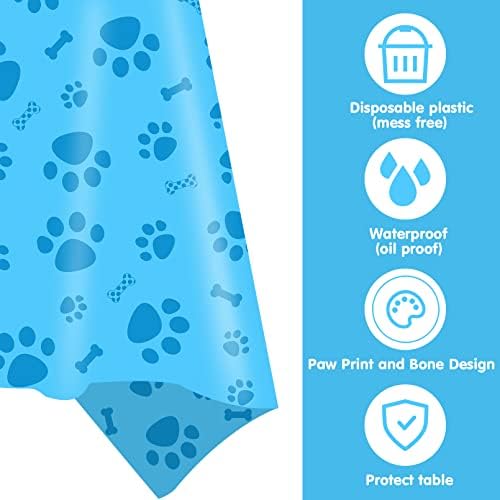 DUAIAI Paw Print Tablecloths 3 Pack Blue