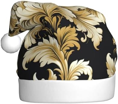 Damask Pattern Christmas Santa Hat Plush for Adults