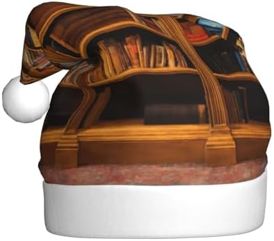 Books Print Christmas Santa Hat Plush for Adult
