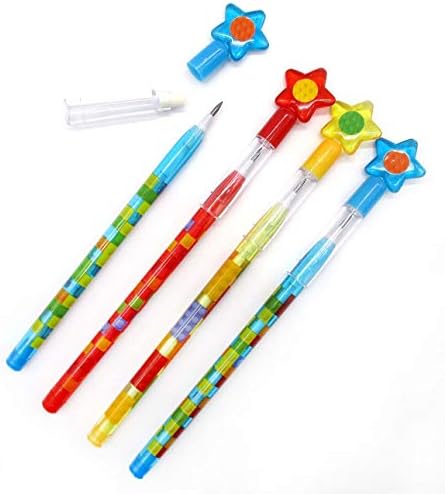 Tiny Mills 24 Pcs Building Block Stacking Pencils with Erasers