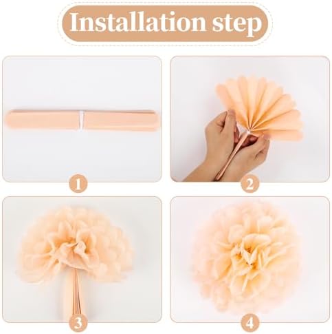BestoFun 16 PCS Hot Pink Orange Party Decorations Pom Poms