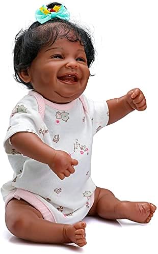 Ecomgoo 20 Inch Reborn Baby Doll Black Realistic Laughing
