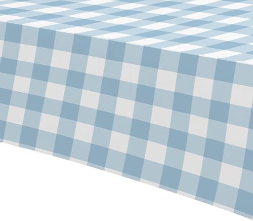 Light Blue Gingham Tablecloths 3 Pack Disposable Party Supplies