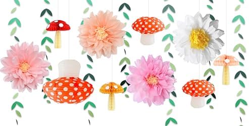 Mushroom and Flower Party Decor Set