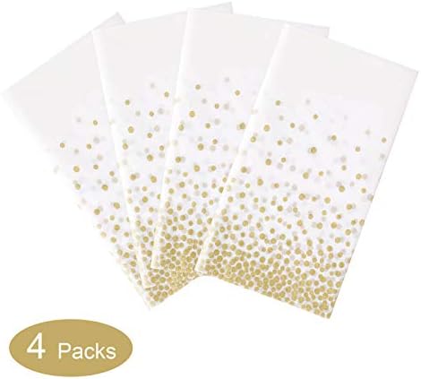 Gexolenu 4 Pack White Gold Dot Tablecloth for Rectangle Tables
