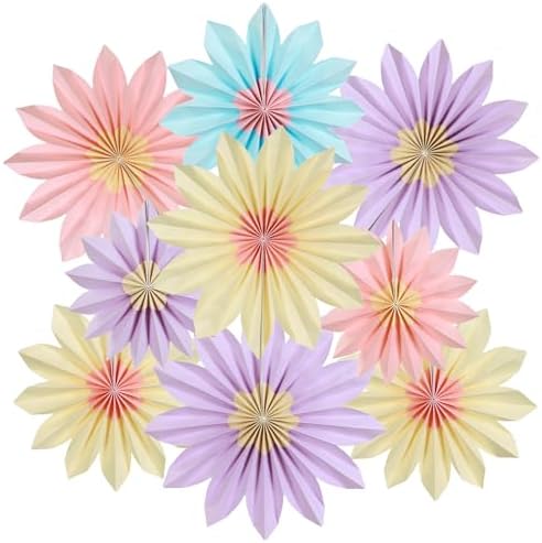 Homarkable 9PCS Pastel Paper Flower Fans Decorations