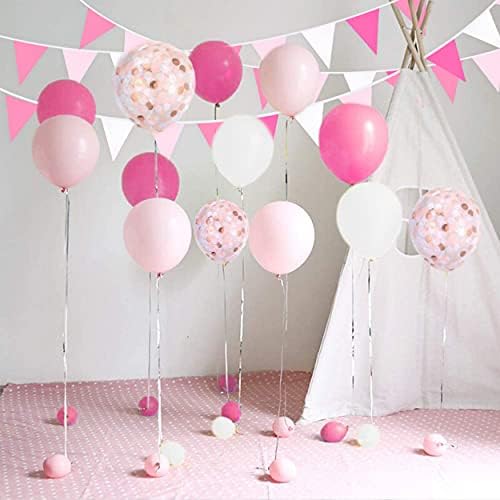 32 Ft Hot Pink Rose Pennant Banner Garland Kit for Parties