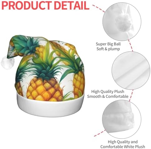 QinZheng Exotic Tropical Pineapples Print Santa Hat with LED Lights