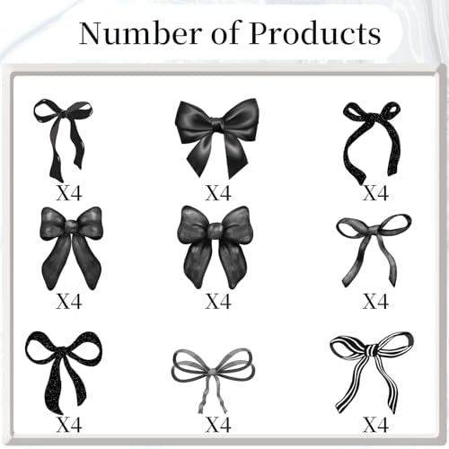 Coquete Black Bow Cupcake Toppers 36PCS