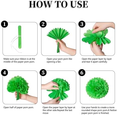 18 PCS Tissue Paper Pom Poms Decor Black Gold Silver