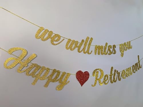 Happy Retirement Banner and We Will Miss You Banner Pre-Strung