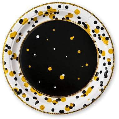 Royal Bluebonnet Black and Gold Birthday Plates Set of 24