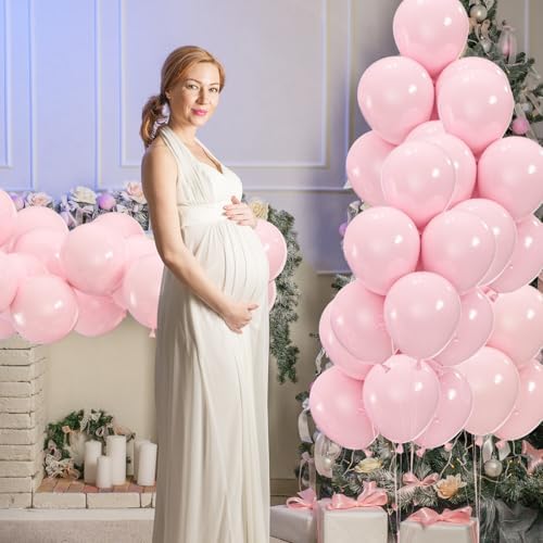 50pcs Pastel Pink Balloons with Ribbon and Glue