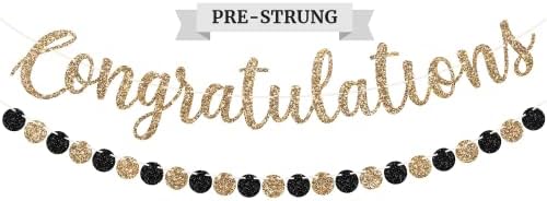 Pre-Strung Gold Glitter Congratulations Banner - 6 ft Strand