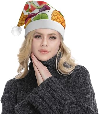 QINZHENG Velvet Santa Hat with LED Lights