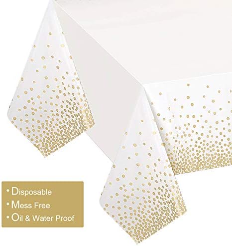 Gexolenu 4 Pack White Gold Dot Tablecloth for Rectangle Tables