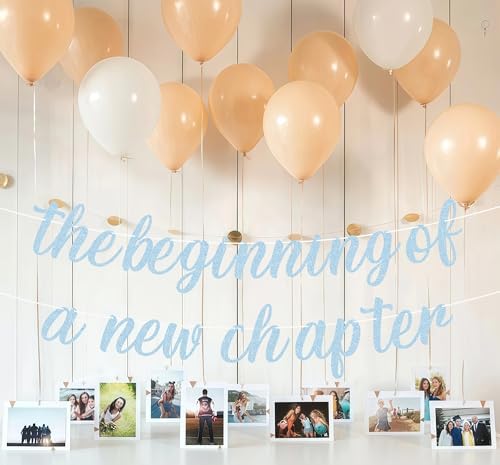 Pre-Strung New Chapter Light Blue Glitter Banner