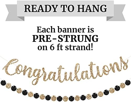 Pre-Strung Gold Glitter Congratulations Banner - 6 ft Strand